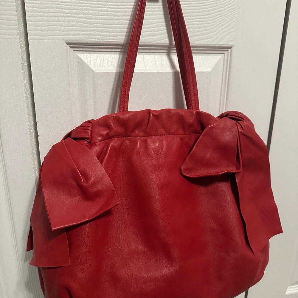 Prada Red Bow Leather Shoulder Bag - Picture 5 of 16
